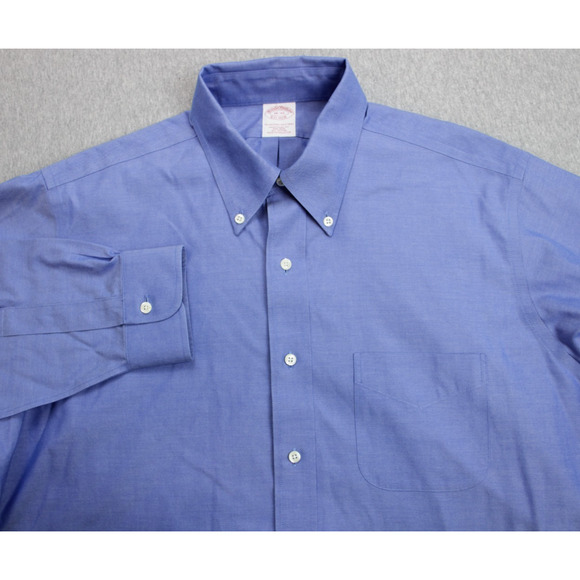 Brooks Brothers Shirt Mens 16 - 35 Blue 100% Cotton Button Down Non-Iron - Picture 1 of 7